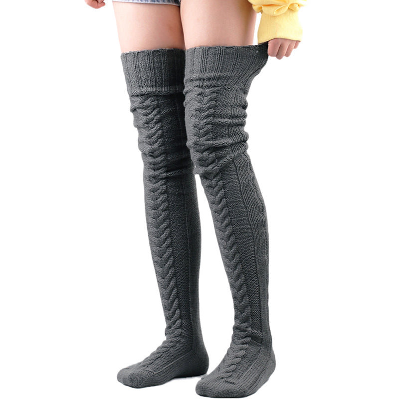 Soft Warm Over Knee Extra Long Knitted Socks Fuzzy Socks for Women