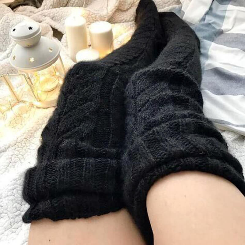 Soft Warm Over Knee Extra Long Knitted Socks Fuzzy Socks for Women