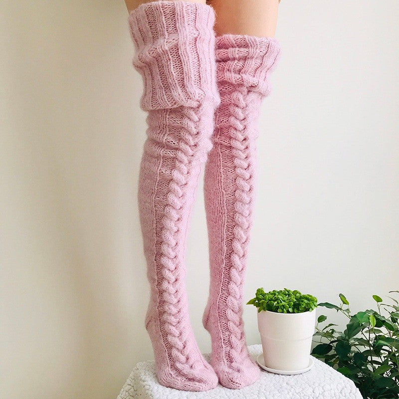 Soft Warm Over Knee Extra Long Knitted Socks Fuzzy Socks for Women